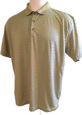 Men's Nike Golf Dri Fit Polo Shirt Short Sleeve S/S Green Stripe XL -Damaged