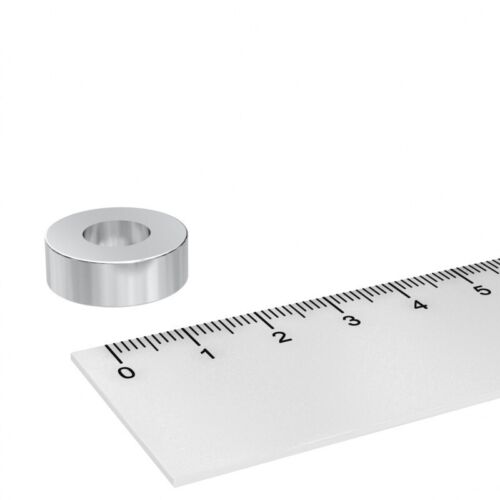 POWER NEODYM RING MAGNET, 19x6.4 mm MIT 9 mm BOHRUNG, GRADE N42, SUPERMAGNET - Bild 1 von 1