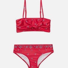  160 Seafolly Girls Red Floral Two-Piece Bikini Set Swimsuit Swimwear US Size 4