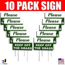 10X Please Keep Off The Grass Yard Bandit Coroplast Signs Plastic Window H Stake