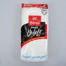 1997 Hanes 3 Pack White Cotton Comfort Men  s Briefs Underwear Size 40 NOS