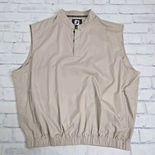 Footjoy FJ Vest Mens XL Beige Golf 1/4 Snap Pockets Sleeveless Casual Active