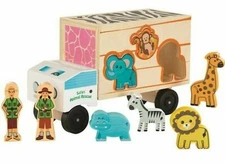 Gift Toddler 1-4 Educational Toy Rescue Truck Safari Animal Shape Sorter 9 Pcs