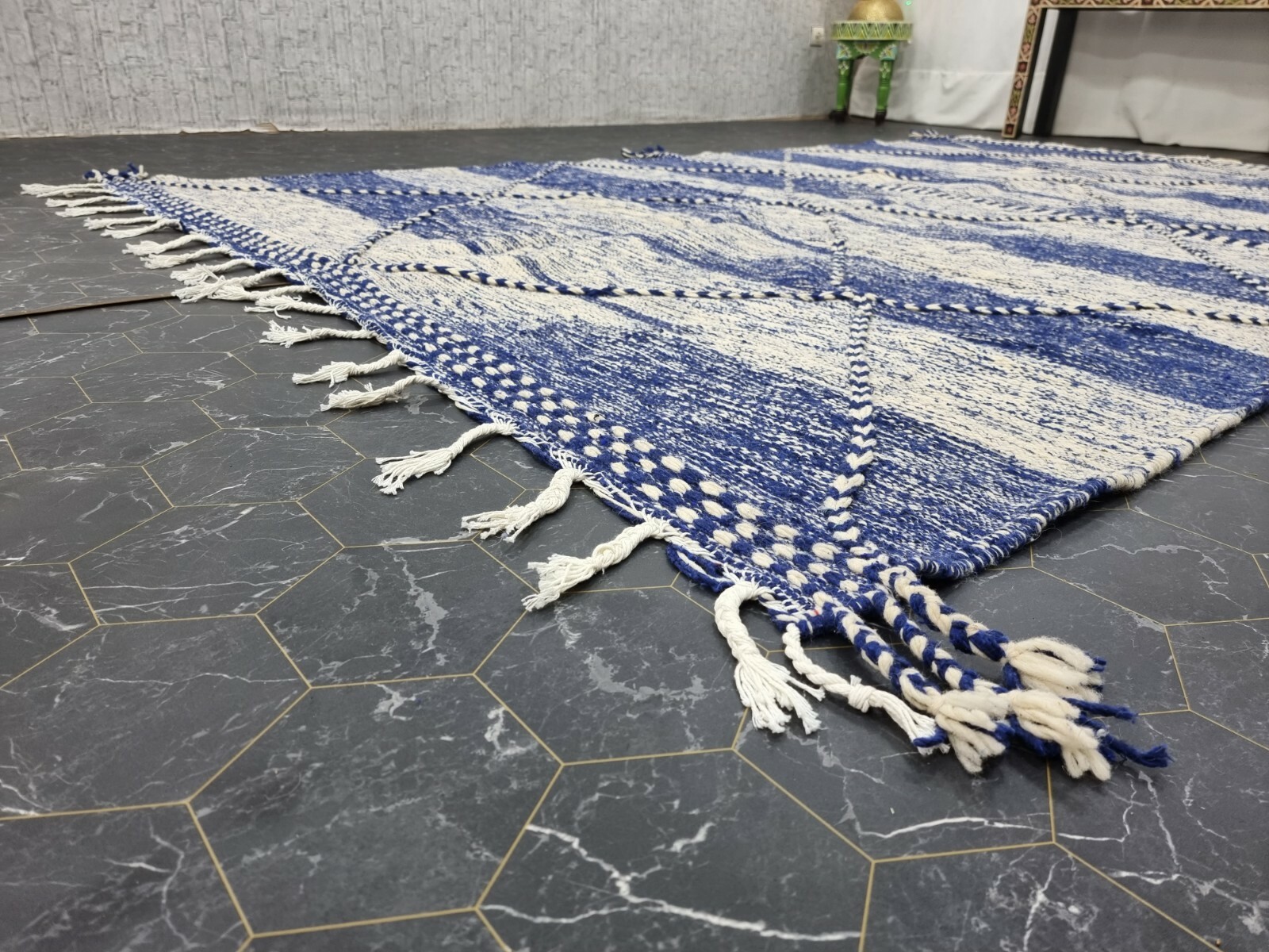 Moroccan Handmade Kilim Zanafi Rug 6'2"x10'3" Berber Geometric Dark