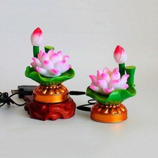Chinese Traditions A Pair Table Lotus Buddha LED Lamp Lighting Home Decoration