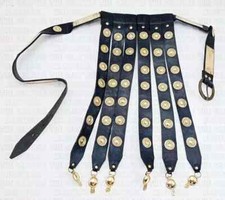 Medieval Knight Roman Handmade Waist Leather Belt W/ Casted Brass Fittings Gift