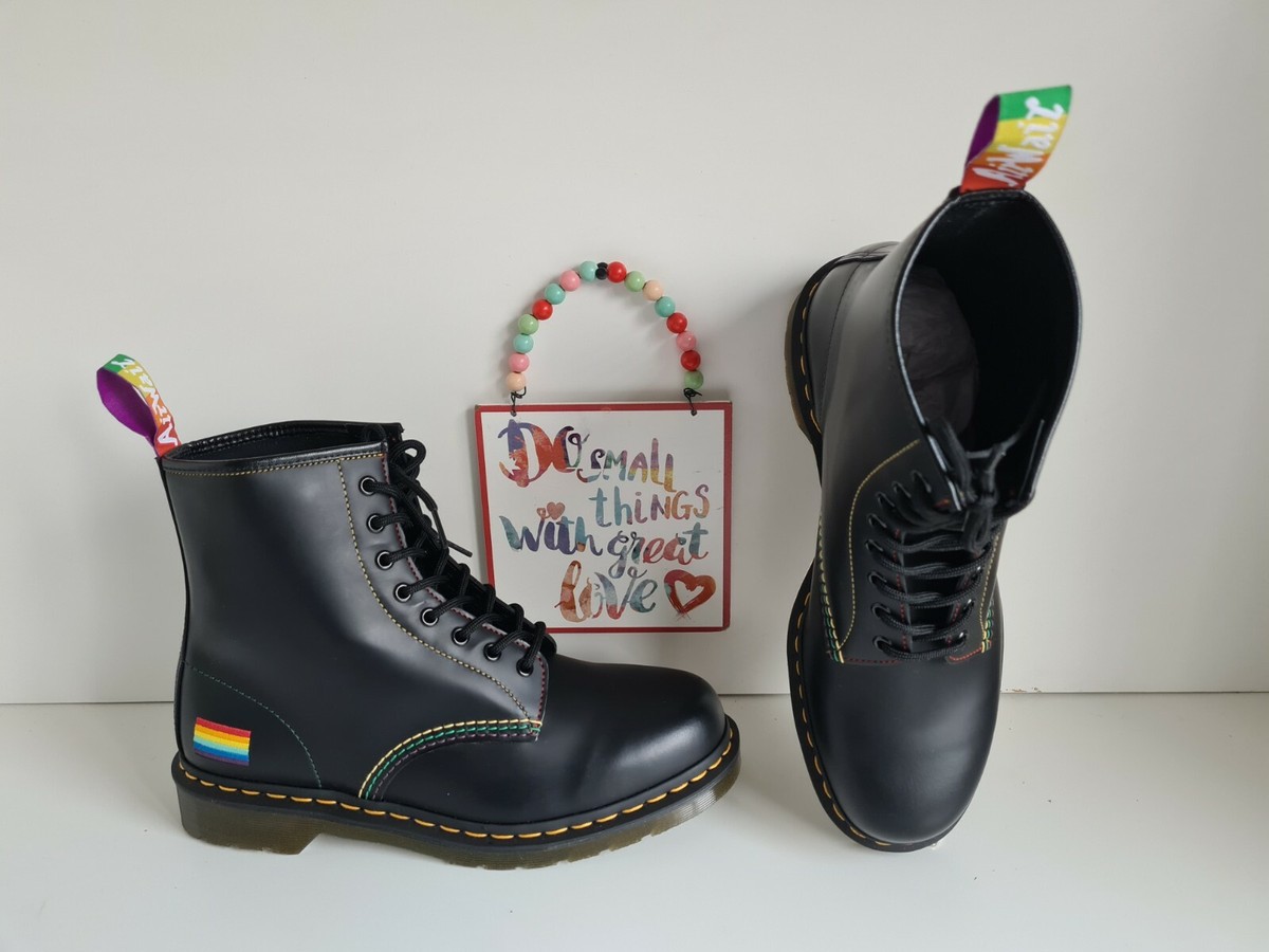 Men's Dr Doc Martens PRIDE Rainbow black 1460 eye boots UK 10 US
