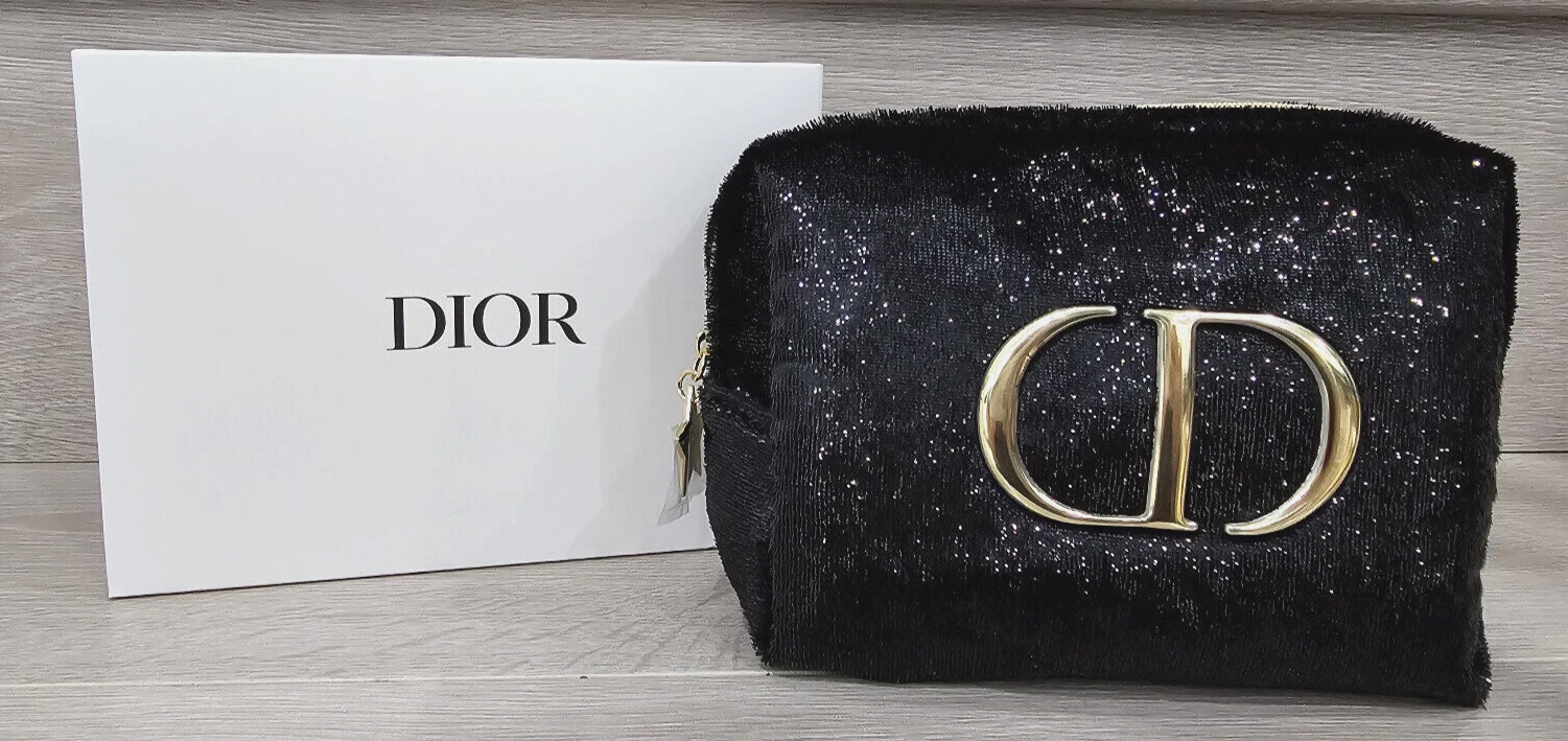 Christian Dior Beauty GWP VIP Black Shimmer Cosmetic Makeup Trousse Pouch Bag