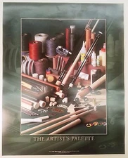 " ARTIST'S PALETTE " POOL CUE / BILLIARD CUE MAKER / COLLECTORS POSTER 16 X 20
