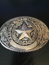 Silver Tone State of Texas Belt Buckle Very Detailed Texas Star