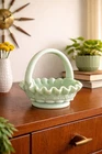 Vintage Westmoreland Jadeite Milk Glass Basket Grape Leaf Handle USA Mid Century