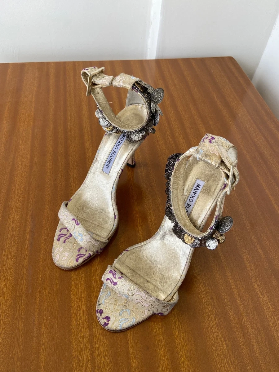 Manolo Blahnik Floral Mid (2-2.9 in) Heel Height Heels for Women