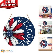 Independence Day Wooden Welcome Sign - 12" Round 4th of July Decoration