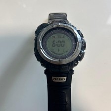 Orologio solare CASIO Pro Trek PRW-1500J nero x argento testato Giappone usato F/S
