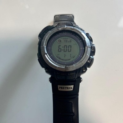 CASIO Pro Trek PRW-1500J Solar Watch Black x Silver Tested Japan Used F/S
