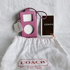 Vintage COACH Rare PINK MINI iPod Case NWT Y2K Era Pink Heart Charm