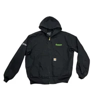 Carhartt Jacket Mens Large L Black J131 Loose Fit Hooded Duck Canvas Full Zip