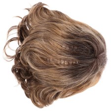 Short Curly Wavy Hair Wig Yellow Fiber Lace Front Realistic Hairpiece for Women