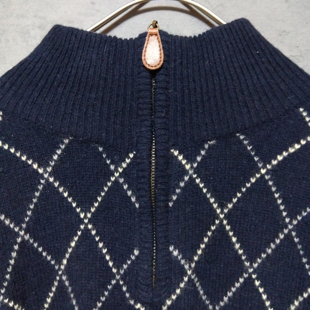 VAN Argyle Pattern Navy Half Zip Knit Jacket Men’… - image 5