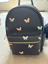 Like Dreams Mini Backpack Navy Blue Butterfly Design Pompom