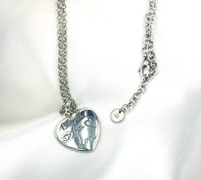 GUCCI US Duty Paid Blind for Love Herz Anhänger Halskette Sterlingsilber