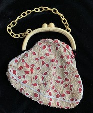 Vintage Bakelite ivory twist snap purse, open link handle plus cloth bag