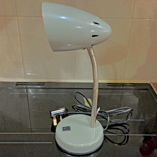 VINTAGE STYLE METAL FLEXI DESK LAMP - GREY - CHROME GOOSENECK - ADJUSTABLE