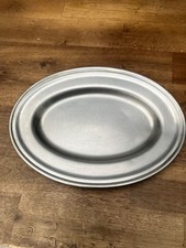Vintage Silver Stainless Steel Oval Platter/ Serving Dish 10x7 inches