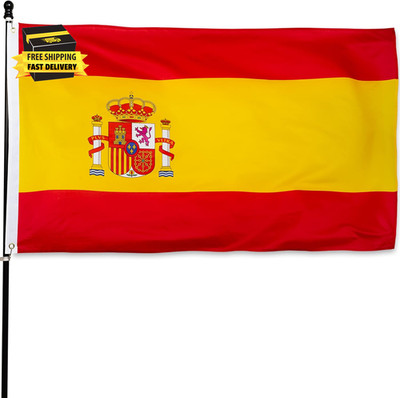 DANF Spain Flag 3Ftx5Ft Spainish National Flags Polyester with Brass Grommets 3X