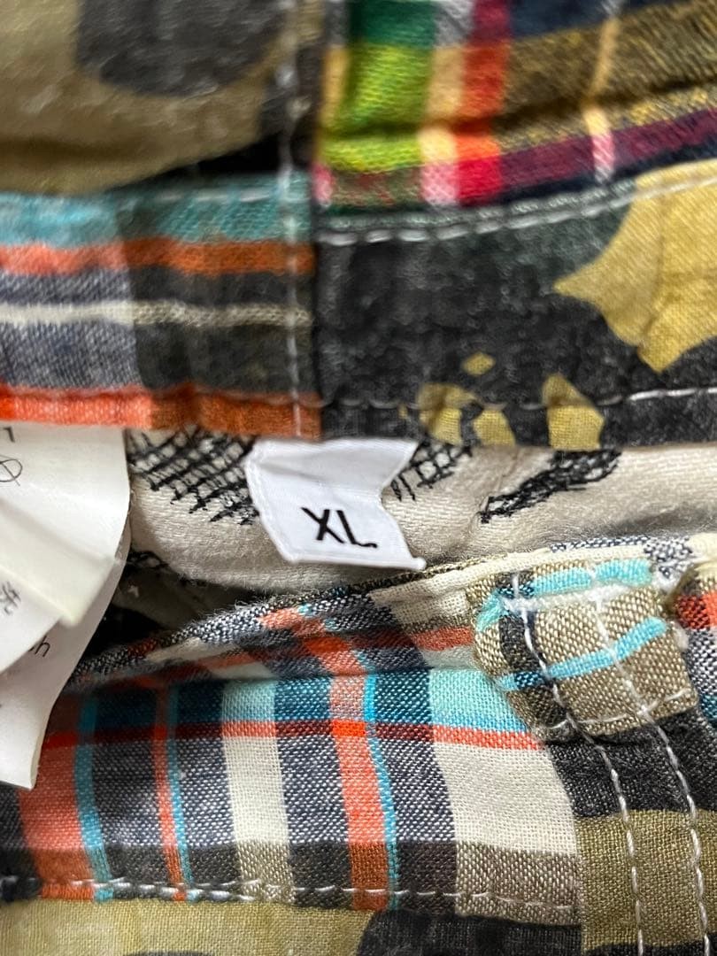 A BATHING APE Patchwork Shorts Half Pants Green Camo/Multicolor Plaid XL thumbnail 8