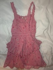 LoveShackFancy Pink Floral Ruffle Mini Dress Women’s Size xs