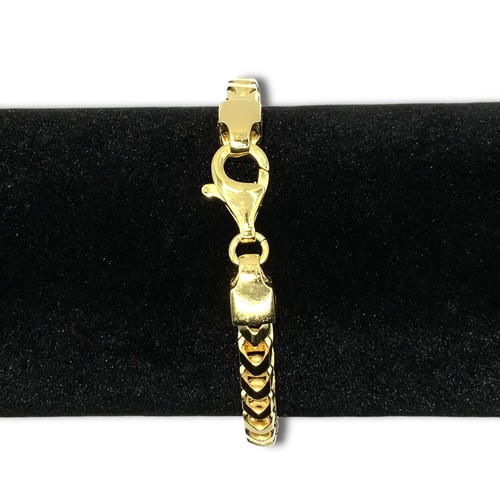 Brazalete Franco clásico enchapado en oro de 14K - plata de ley 925 - 8” 5 mm 25,5 g - Imagen 3 de 6