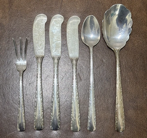 Gorham Sterling Camellia Lemon Fork, Sugar, Butter Knives, Baby Spoon 150g