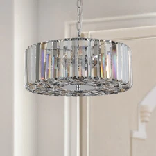 17" Luxury Amber Round Crystal Chandelier Modern Ceiling Pendant Light Fixtures
