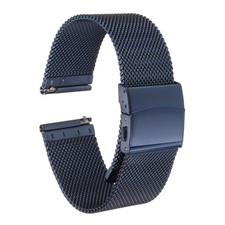 Stainless Steel Mesh Watch Band 22mm Quick Release Metal Watch Strap, Blue