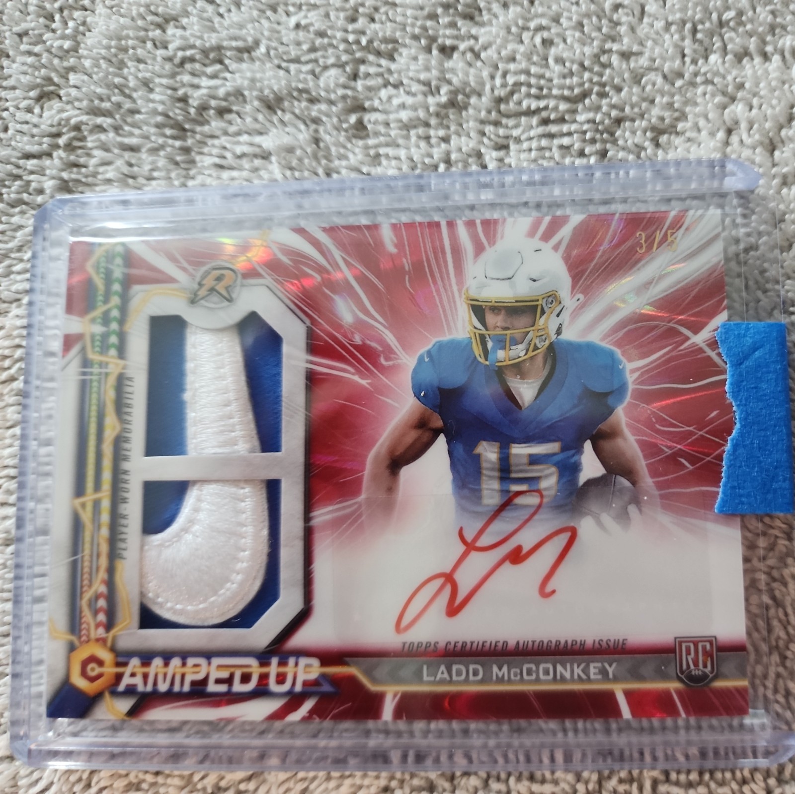 2024 Topps Resurgence Ladd McConkey RC Amped Up Auto/Swoosh Red Surge 4/5 🔥🔥🔥