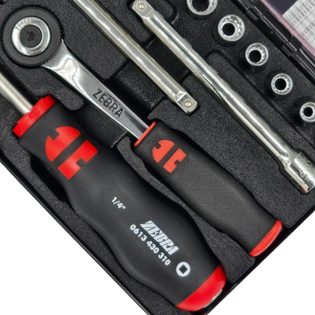 Würth® 33 Piece 1/4 in Drive Multi Drive Socket Set 4 - 14mm