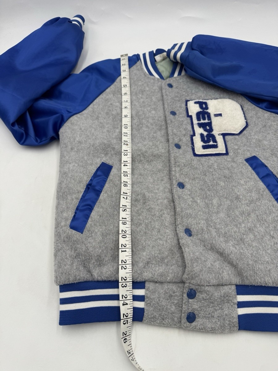 VTG RARE Pepsi Letterman Bomber Jacket Adult S Blue Gray Patch
