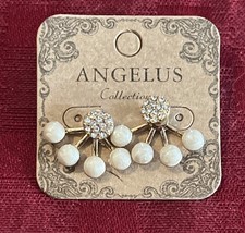 Orecchini Angelus cristallo perle bianche tono oro nuovi 