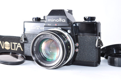 Minolta SRT101 Black 35mm SLR Film Camera w/MC Rokkor-PF 55mm f/1.7 From Japan