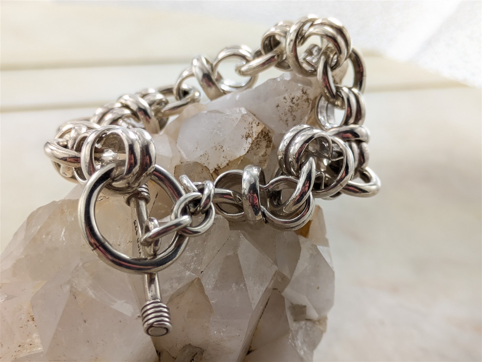 Mexico Vintage Solid Sterling Silver Toggle Clasp… - image 3