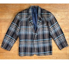 Vintage Mens Plaid Linen/Cotton Blazer Size 46S Tartan Sport Coat Jacket Italy