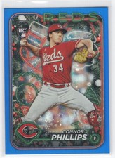 #H198 2024 Topps Holiday BLUE METALLIC GLITTER _ Connor Phillips RC Reds