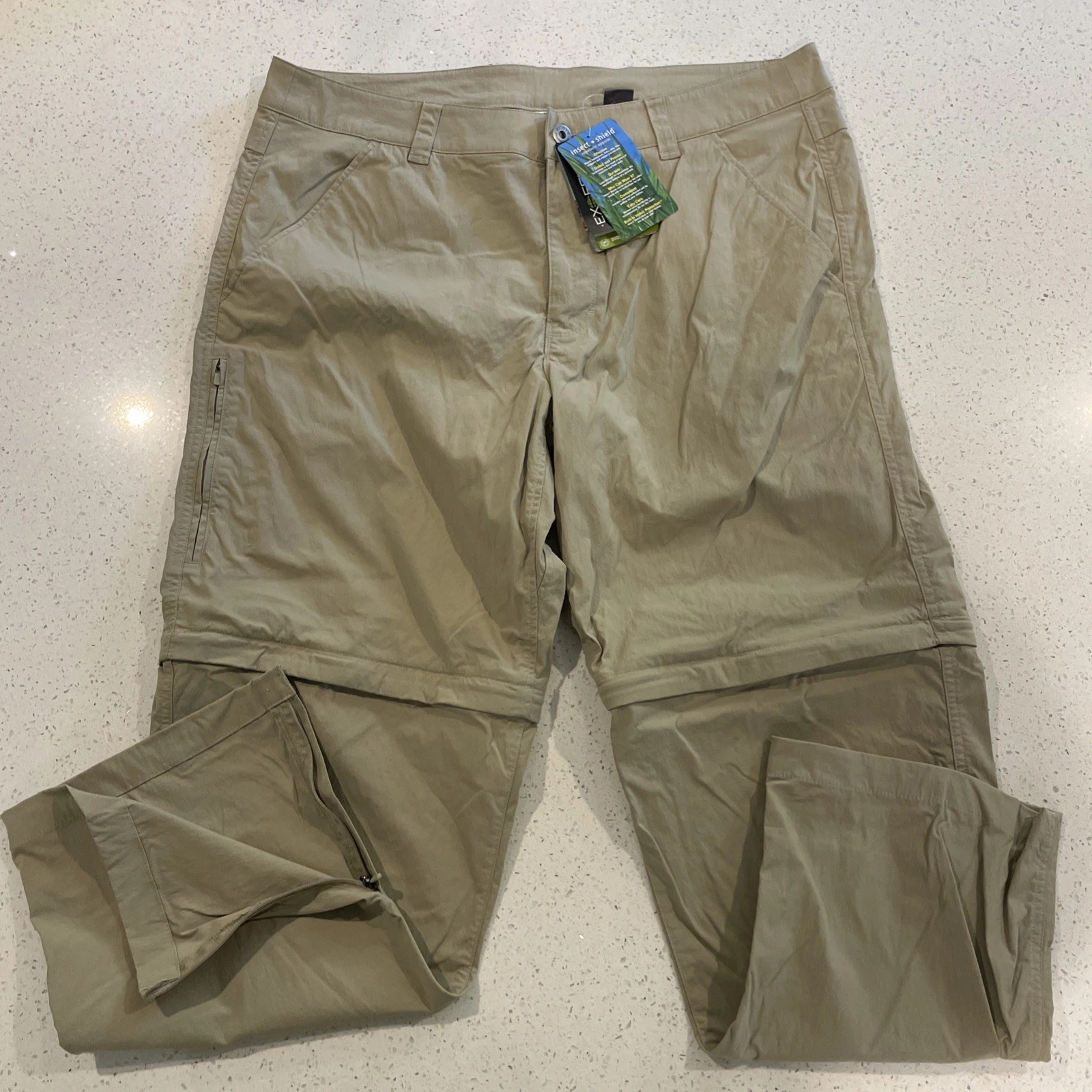 ExOfficio Pants Men 38X31 Beige Convertible Quick Dry Hike Trail Outdoor Nature