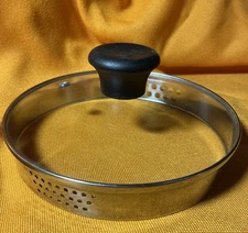 T-FAL 7" Round Glass Vented Strainer Replacement Lid for Pot Pan Skillet (Used)