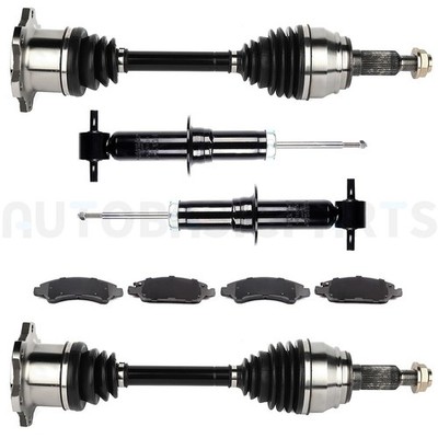 Front CV Axles + Brake Pads & Rotors For 2008-2013 Chevrolet Silverado 1500