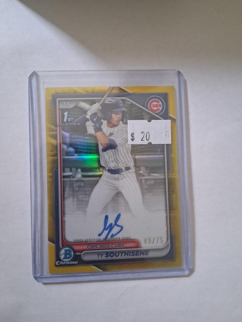 TY SOUTHISENE 2024 BOWMAN CHROME DRAFT 1ST YELLOW REFRACTOR AUTO 49/75