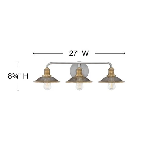 Hinkley Rigby 27" Wide Antique Nickel 3-Light Bath Light - Picture 5 of 10