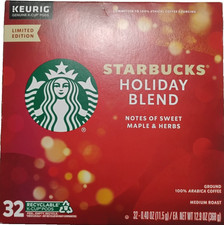 Starbucks Holiday Blend Limited Edition 32 Keurig K-Cup Pods Medium Roast New