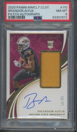 2020 Panini Immaculate Collection Brandon Aiyuk /99 Auto Jersey RC Rookie PSA 8